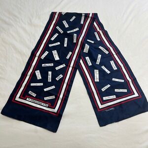 Millicent Vintage The Presidents Scarf US Presidential Signatures Navy Red 53"